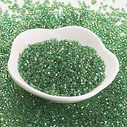 TOHO Japanese Seed Beads, 11/0, Two Cut Hexagon, Transparent Rainbow , (167B) Transparent AB Grass Green, 2x2mm, Hole: 0.6mm, about 44000pcs/pound(SEED-K007-2mm-167B)