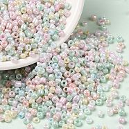 Opaque Colours Luster Glass Seed Beads, Round Hole, Round, Pale Turquoise, 2~2.5x1.5~2mm, Hole: 0.8~0.9mm, about 37500Pcs/pound(SEED-A030-11D)
