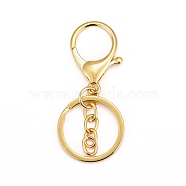 Iron Split Key Rings, Keychain Clasp Findings, with Alloy Lobster Claw Clasps and Iron Curb Chains, Golden, 68mm(X-IFIN-WH0051-95G)