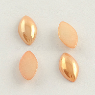 Pearlized Plated Opaque Glass Cabochons, Horse Eye, PeachPuff, 18x9x4.5mm(PORC-S779-9x18-20)