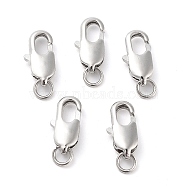 Brass Lobster Claw Clasps, with Jump Rings, Platinum, 14x7mm, Hole: 3mm(KK-I563-P03)