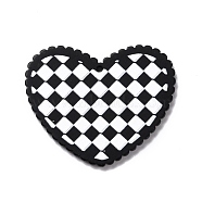 Acrylic Pendant, for Earring Pendants, Heart, Black and White, Black, 32x39.5x2mm, Hole: 1.6mm(OACR-K002-02)