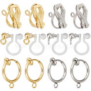 36Pcs 6 Styles 304 Stainless Steel Clip-on Earring Findings, with Loops, Golden & Stainless Steel Color, 11~17x6~13x3~9mm, Hole: 1.2~1.8mm, 6Pcs/style(STAS-SC0008-33)