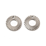 201 Stainless Steel Pendants, Round Ring Charm, Stainless Steel Color, 10x0.8mm, Hole: 1mm(STAS-P320-22A-P)