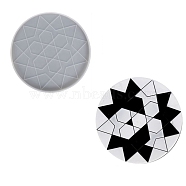 Cup Mat Silicone Molds, Resin Casting Molds, for UV Resin & Epoxy Resin Craft Making, Flat Round with Geometric Pattern, White, 116.5x8mm, Inner Diameter: 111.5mm(DIY-M046-02)