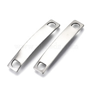 201 Stainless Steel Links Connectors, Stamping Blank Tag, Rectangle, Stainless Steel Color, 39x7x4mm, Hole: 4x4mm(STAS-N095-009)