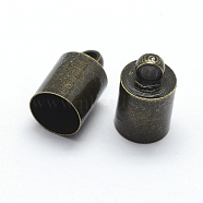 Brass Cord Ends, End Caps, Nickel Free, Antique Bronze, 13x9mm, Hole: 1mm, Inner Diameter: 8mm(KK-D219-13x9-AB-NF)