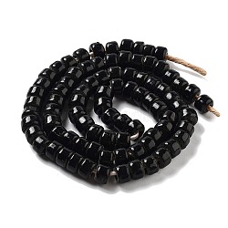 Handmade Lampwork Beads, Column, Black, 10.5~11x8~8.5mm, Hole: 3.5mm, about 80pcs/strand, 25.39''(64.5cm)(LAMP-Z008-11I)