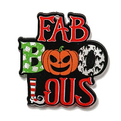 Halloween Printed Acrylic Pendants, Pumpkin, 42x39.5x2.5mm, Hole: 1.5mm(OACR-P026-D04)