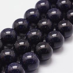 Synthetic Blue Goldstone Beads Strands, Dyed & Heated, Round, 16mm, Hole: 1.2mm, 25pcs/strand, 15.7 inch(G-N0178-03-16mm)