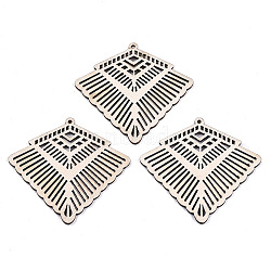 Undyed Natural Wooden Big Pendants, Laser Cut Shapes, Rhombus, Antique White, 58x61x2mm, Hole: 1.8mm(X-WOOD-N007-033)