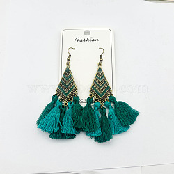 Tassel Earrings Ethnic Style Fringe Ear Drops Women's Ear Hooks, Green, Platinum
(PF3468-2)