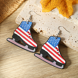 American Flag Independence Day Wood Dangle Earrings and Accessories, Shoes(PL5125-2)