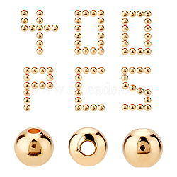 CREATCABIN 400Pcs Brass Beads, Long-Lasting Plated, Round, Real 18K Gold Plated, 3mm, Hole: 0.9mm(KK-CN0001-31C)