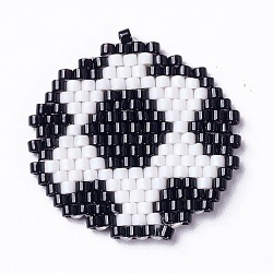 Handmade Loom Pattern MIYUKI Seed Beads, Sport Theme Pendants, Football Pattern, 24x23x1.8mm, Hole: 0.7mm(PALLOY-MZ00066-01)