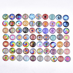 Flat Back Glass Cabochons, for DIY Projects, Dome/Half Round with Mixed Patterns, Mixed Color, 10x3.5mm(GGLA-S047-04A-10mm)