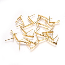 304 Stainless Steel Stud Earrings Findings, Golden, 15x3.3mm, Hole: 1.8mm, Pin: 0.8mm(X-STAS-P227-35G)