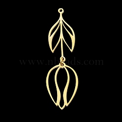201 Stainless Steel Pendants, Laser Cut, with Jump Rings, Flower, Golden, 48.5mm, Hole: 1.2mm(X-STAS-S105-LA361-2)