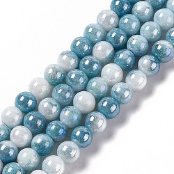 Electroplated Glass Beads Strands, AB Color Plated, Round, Steel Blue, 8.5mm, Hole: 1.2mm, about 100pcs/strand, 30.63 inch(77.8cm)(X-GLAA-C023-01J)