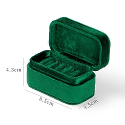 Velvet Rings Organizer Case, Rectangle, Sea Green, 8.5x4.5x4.3cm(PW-WG67147-01)