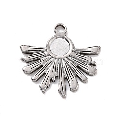 304 Stainless Steel Pendant Cabochon Settings, Sun, Stainless Steel Color, Tray: 7mm, 25x25.5x1.5mm, Hole: 3mm(STAS-E169-20P)