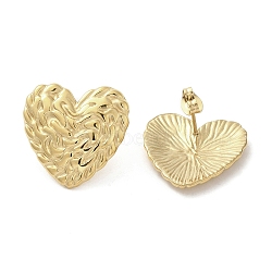 304 Stainless Steel Studs Earrings, Jewely for Women, Heart, Real 18K Gold Plated, 22x22mm(EJEW-K272-02B-G)