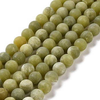 Round Frosted Natural TaiWan Jade Bead Strands, 8mm, Hole: 1mm, about 48pcs/strand, 15.5 inch