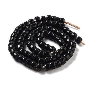 Handmade Lampwork Beads, Column, Black, 10.5~11x8~8.5mm, Hole: 3.5mm, about 80pcs/strand, 25.39''(64.5cm)