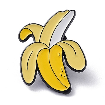 Banana Enamel Pin, Cute Alloy Enamel Brooch for Backpacks Clothes, Electrophoresis Black, Yellow, 28.5x22x9mm