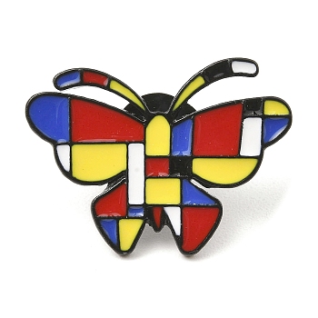 Black Alloy Brooches, Butterfly Enamel Pins for Women, FireBrick, 21.5x29x2mm