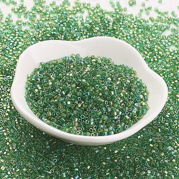 TOHO Japanese Seed Beads, 11/0, Two Cut Hexagon, Transparent Rainbow , (167B) Transparent AB Grass Green, 2x2mm, Hole: 0.6mm, about 44000pcs/pound