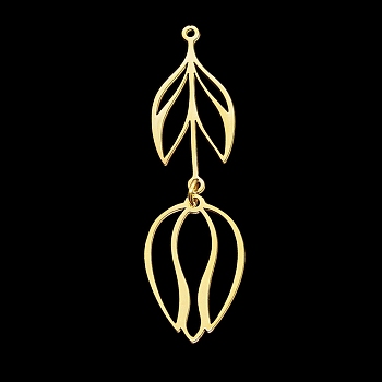 201 Stainless Steel Pendants, Laser Cut, with Jump Rings, Flower, Golden, 48.5mm, Hole: 1.2mm
