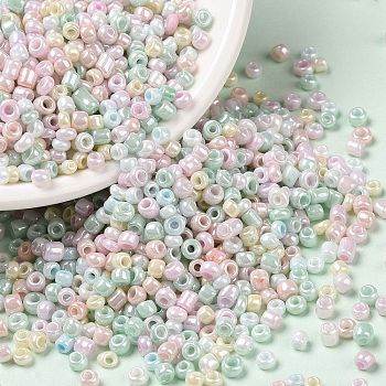 Opaque Colours Luster Glass Seed Beads, Round Hole, Round, Pale Turquoise, 2~2.5x1.5~2mm, Hole: 0.8~0.9mm, about 37500Pcs/pound