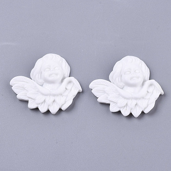 Opaque Resin Cabochons, Angel, White, 30x32.5x8mm