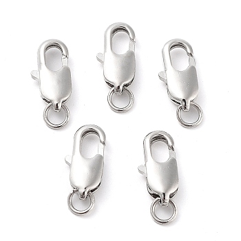 Brass Lobster Claw Clasps, with Jump Rings, Platinum, 14x7mm, Hole: 3mm