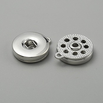 Alloy Hang Snap Base Pendant, for Interchangeable Snap Charms Jewelry Making, Flat Round, Platinum, 23x19x5mm, Hole: 2mm