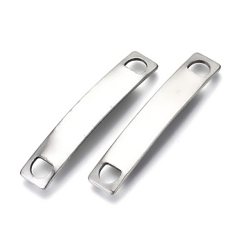 201 Stainless Steel Links Connectors, Stamping Blank Tag, Rectangle, Stainless Steel Color, 39x7x4mm, Hole: 4x4mm