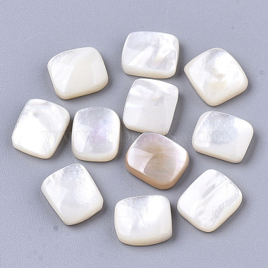 9mm White Rectangle White Shell Cabochons
