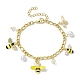 Shell Pearl & Alloy Enamel Bees Charm Bracelet(BJEW-JB10040)-1