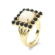 Synthetic Moonstone & Natural Black Agate Gemstone Rectangle Adjustable Ring(RJEW-B030-01A-04)-2