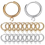12Pcs 2 Colors 201 Stainless Steel Huggie Hoop Earring Findings, with Horizontal Loop and 316 Surgical Stainless Steel Pin, Mixed Color, 18x15x2.5mm, Hole: 2.5mm, Pin: 1mm, 6pcs/color(STAS-SC0004-68)