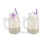 Transparent Resin Pendants, Imitation Drink, Milky Tea Charm, Wheat, 41~42.5x28x20mm, Hole: 1.6mm(RESI-XCP0002-39B)