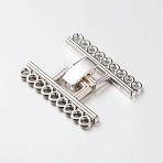 9 Strands Alloy and Brass Fold Over Clasps, 18-Hole, Platinum, 24x29x5mm, Hole: 2mm(PALLOY-N0112-04P)