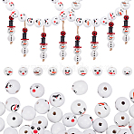 108Pcs 9 Styles Schima Wood Beads, Round with Snowman, Mixed Shapes, 20mm, Hole: 5mm, 12pcs/style(WOOD-AR0001-51)