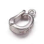 Brass Cubic Zirconia Enhancer Shortener Bails, Hinged Pendant Bails, with Loop, Platinum, 10.5x7x3mm, Hole: 1mm(ZIRC-K070-16P)