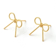 Brass Stud Earrings for Women, Bowknot, Real 18K Gold Plated, 15.5x15.5mm(EJEW-F334-03G-03)