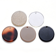 Cellulose Acetate(Resin) Pendants, Oval, Mixed Color, 25.5x23x2.5mm, Hole: 1.4mm(X-KY-S161-004)