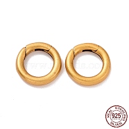 925 Sterling Silver Spring Gate Rings, Antique Golden, 12x2.5mm, Inner Diameter: 7.5mm(STER-D036-10AG-02)