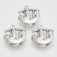 Tibetan Style Alloy Pendants,  Cadmium Free & Lead Free, Sloth Charms, Antique Silver, 20.5x19x4.5mm, Hole: 1.5mm, about 135pcs/500g(TIBEP-T009-11AS-RS)