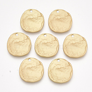 Smooth Surface Alloy Pendants, Hammered, Flat Round, Matte Gold Color, 20x19x2mm, Hole: 1.8mm(X-PALLOY-T067-49MG)